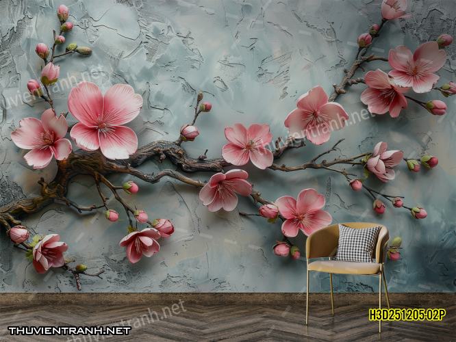 Tranh dán tường Hoa 3D- H3D251205-02P - Kết quả tìm kiếm tranh tường